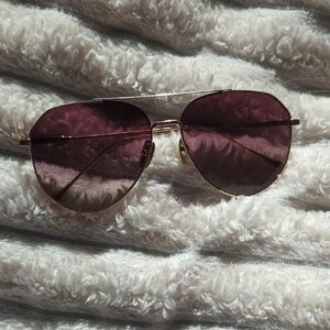 Diff Eyewear Gold Frame Sunglasses with Purple Lenses
